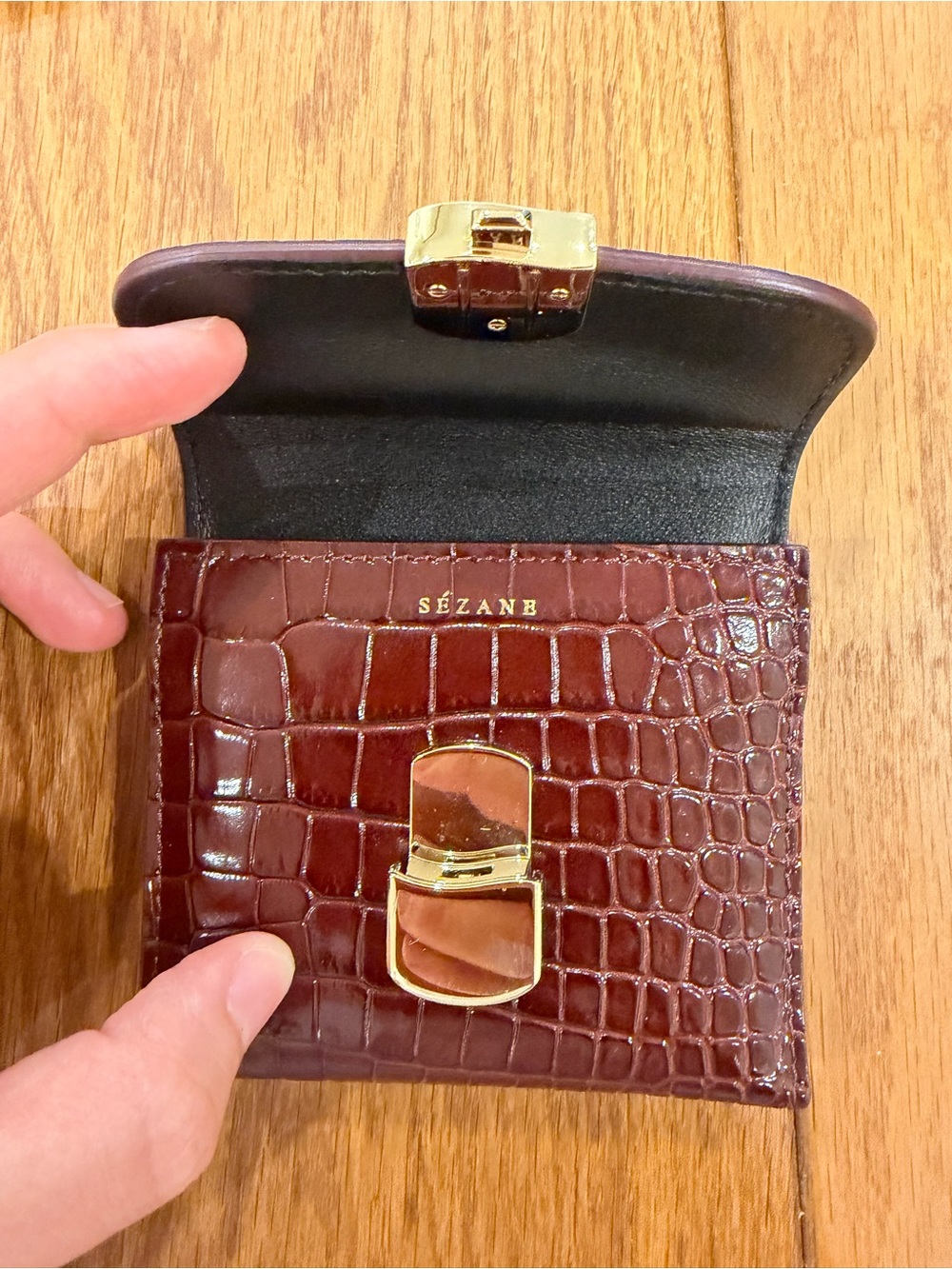 Milo Small Wallet - Merlot Red Crocodile Print - Picture 5 of 7